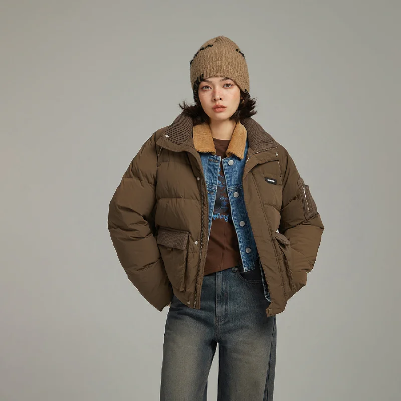 Women's cropped leather jackets with a fringe detail for a western - inspired outfitRaglan Big Pocket Padded Jacket Women's cropped leather jackets with a fringe detail for a western - inspired outfitRaglan Big Pocket Padded Jacket