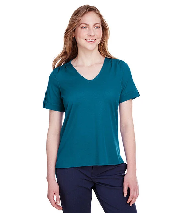 DG20WB - Devon & Jones Ladies CrownLux Performance™ Plaited Rolled-Sleeve Top | Dark Teal