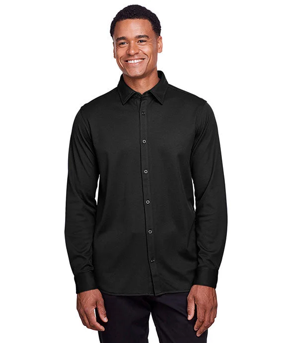 DG20Z - Devon & Jones Mens CrownLux Performance™ Plaited Button-Down Shirt | Black