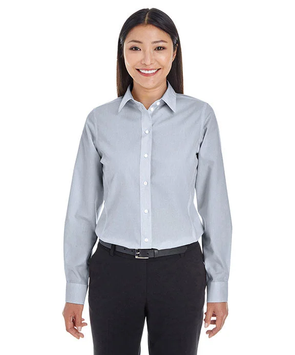 DG534W - Devon & Jones Ladies Crown Woven Collection™ Striped Shirt | Navy/White