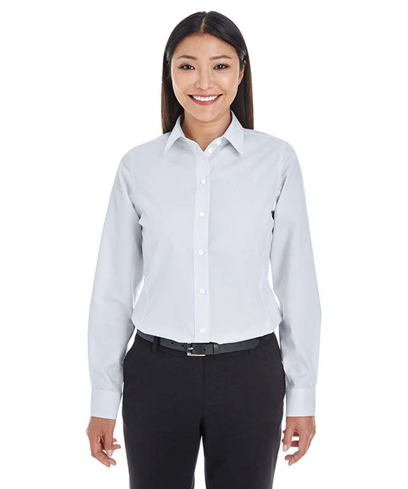 DG534W - Devon & Jones Ladies Crown Woven Collection™ Striped Shirt | Silver/White