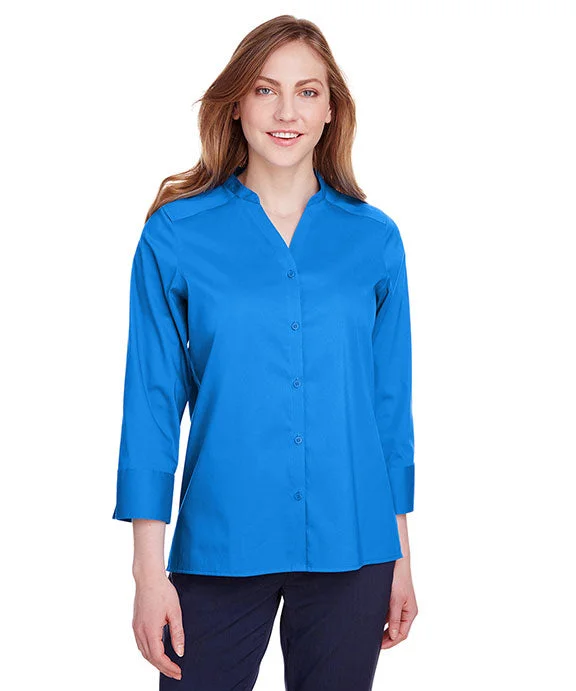 DG560W - Devon & Jones Ladies Crown Collection™ Stretch Broadcloth 3/4 Sleeve Blouse | French Blue