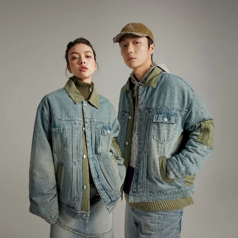 Women's military - style jackets with epaulets for a tough and fashionable appearancePop Of Color Denim Jacket Women's military - style jackets with epaulets for a tough and fashionable appearancePop Of Color Denim Jacket