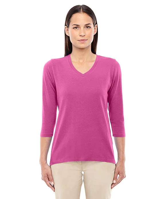 DP184W - Devon & Jones Ladies Perfect Fit™ Bracelet-Length V-Neck Top | Charity Pink