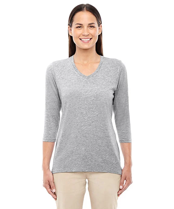 DP184W - Devon & Jones Ladies Perfect Fit™ Bracelet-Length V-Neck Top | Grey Heather