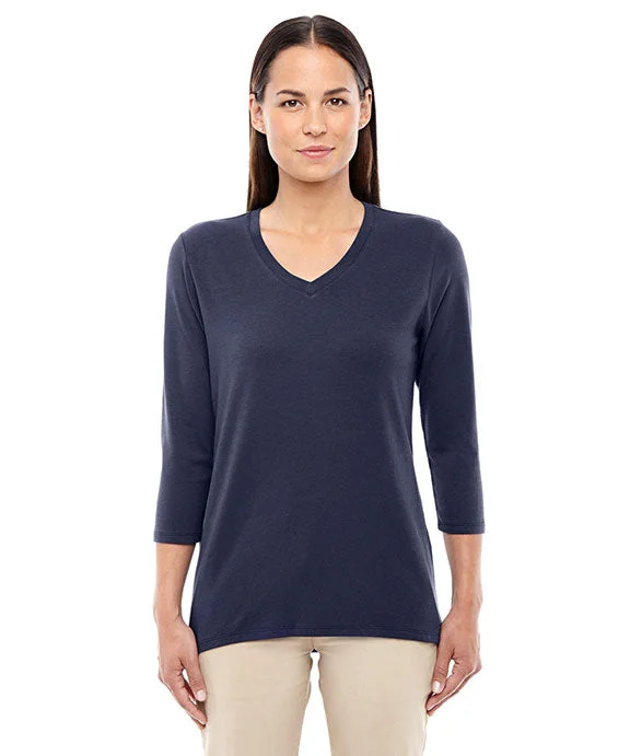 DP184W - Devon & Jones Ladies Perfect Fit™ Bracelet-Length V-Neck Top | Navy