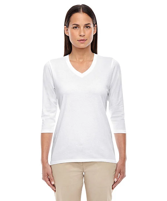 DP184W - Devon & Jones Ladies Perfect Fit™ Bracelet-Length V-Neck Top | White