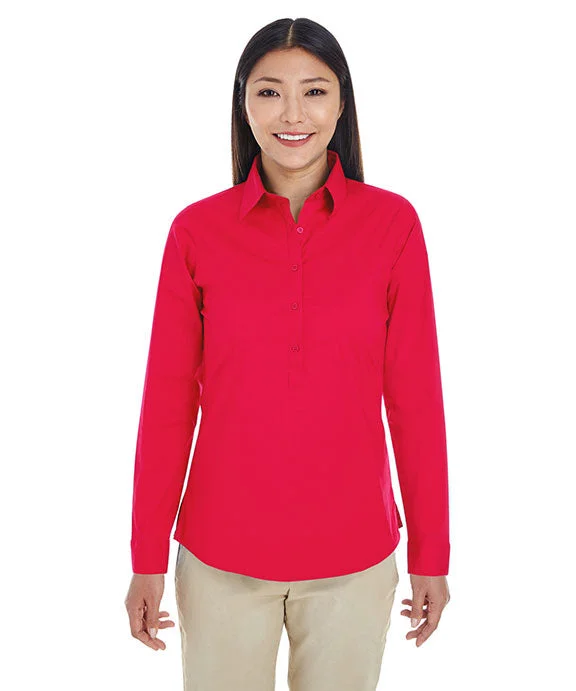 DP610W - Devon & Jones Ladies Perfect Fit™ Half-Placket Tunic Top | Red