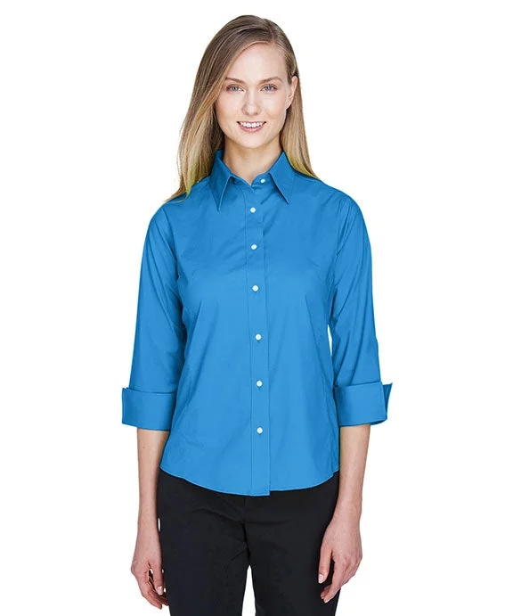 DP625W - Devon & Jones Ladies Perfect Fit™ Three-Quarter Sleeve Stretch Poplin Blouse | French Blue