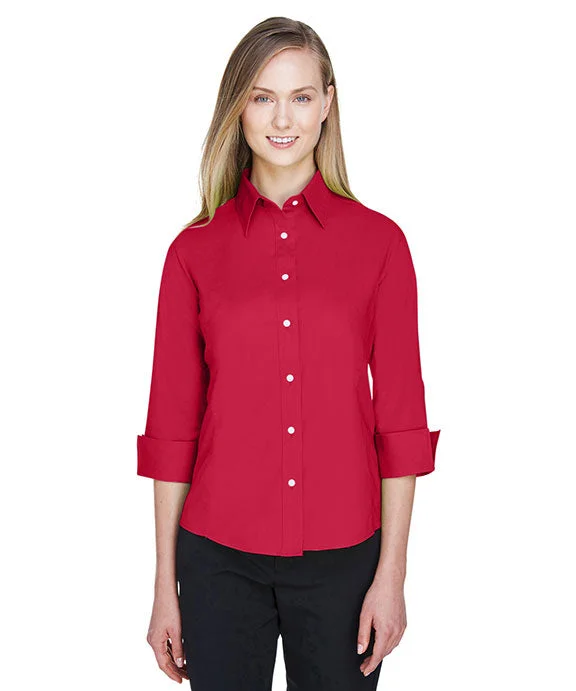 DP625W - Devon & Jones Ladies Perfect Fit™ Three-Quarter Sleeve Stretch Poplin Blouse | Red