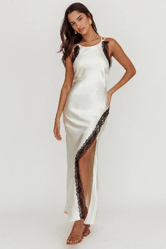 Printed Abstract Women Dress for a Modern and Artistic AppealFlying High Lace Trim Maxi Dress Oyster Printed Abstract Women Dress for a Modern and Artistic AppealFlying High Lace Trim Maxi Dress Oyster