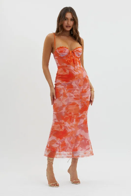 Mini Women Dress with a Short Hem for a Young and Trendy StyleFortune Lace Trim Mesh Midi Dress Orange Mini Women Dress with a Short Hem for a Young and Trendy StyleFortune Lace Trim Mesh Midi Dress Orange