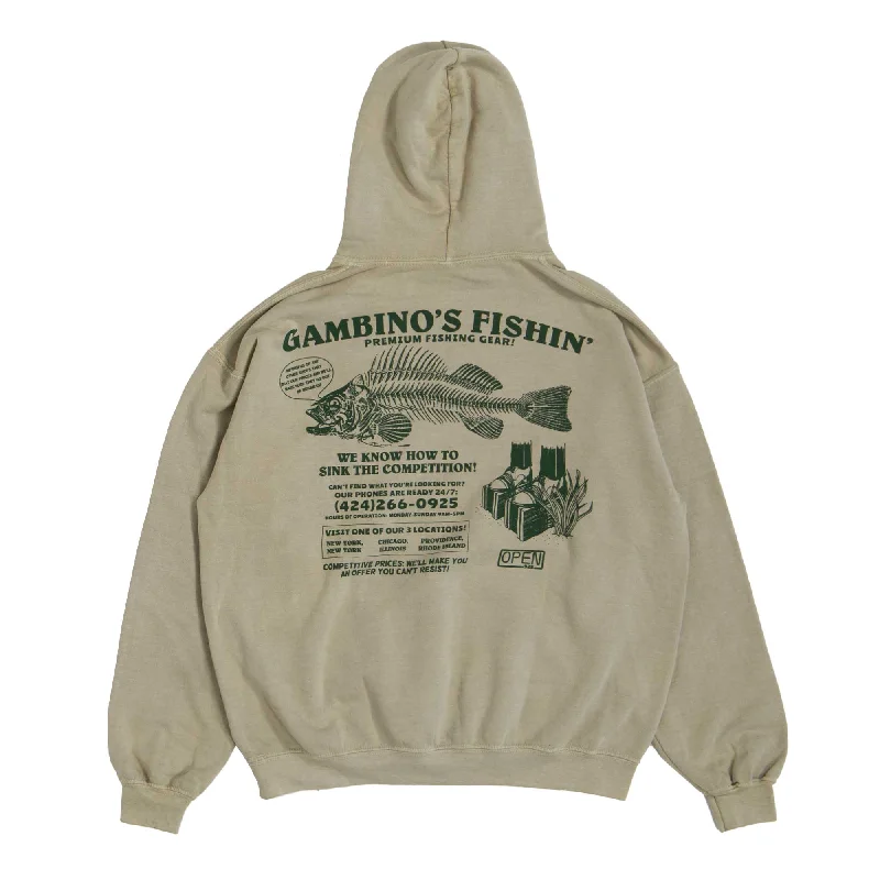 Women's tie - front hoodie in a lightweight fabric for summer layeringGambino's Fishing Hoodie Sand Women's tie - front hoodie in a lightweight fabric for summer layeringGambino's Fishing Hoodie Sand