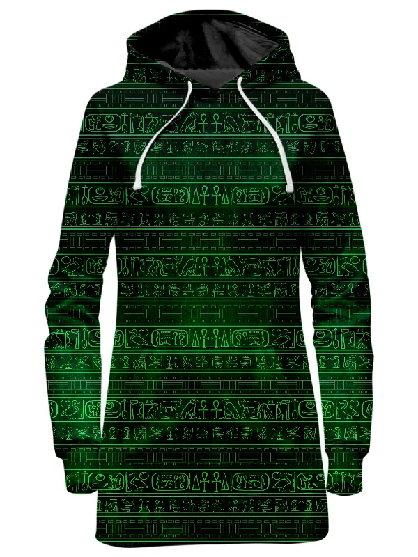 Women's tie - dye hoodie in bright colors for a retro and eye - catching styleGreen Glyphs Hoodie Dress Women's tie - dye hoodie in bright colors for a retro and eye - catching styleGreen Glyphs Hoodie Dress
