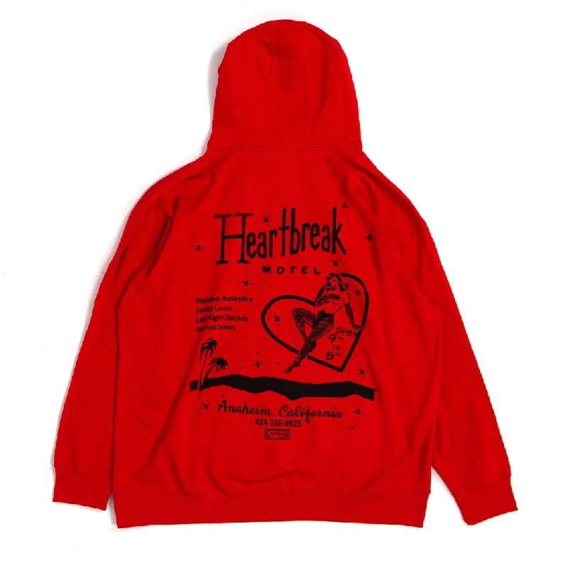 Women's tie - dye hoodie in bright colors for a retro and eye - catching styleHeartbreak Motel Hoodie Red Women's tie - dye hoodie in bright colors for a retro and eye - catching styleHeartbreak Motel Hoodie Red