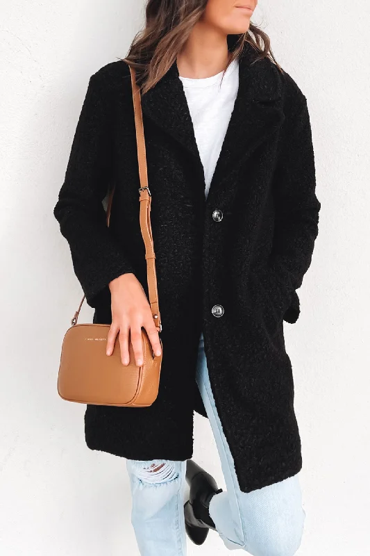 Women's shearling - lined suede jackets for ultimate warmth and luxuryHenderson Teddy Coat Black