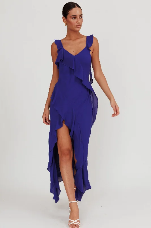 Maxi Women Dress with Floral Print for a Bohemian VibeJoyride Ruffle Maxi Dress Royal Blue Maxi Women Dress with Floral Print for a Bohemian VibeJoyride Ruffle Maxi Dress Royal Blue