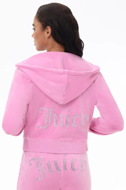 Women's long - sleeve cropped sweatshirt with ribbed cuffs for a snug fitOG Big Bling Velour Hoodie Women's long - sleeve cropped sweatshirt with ribbed cuffs for a snug fitOG Big Bling Velour Hoodie