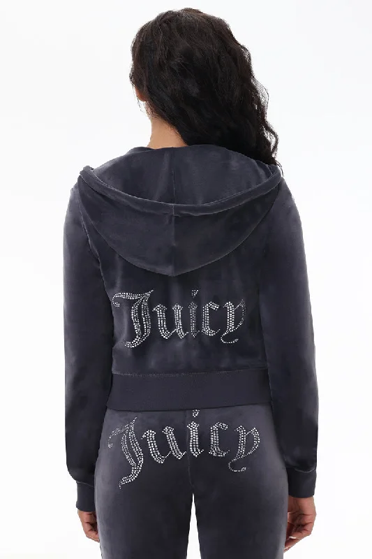 Women's long - sleeve cropped sweatshirt with ribbed cuffs for a snug fitOG Big Bling Velour Hoodie Women's long - sleeve cropped sweatshirt with ribbed cuffs for a snug fitOG Big Bling Velour Hoodie