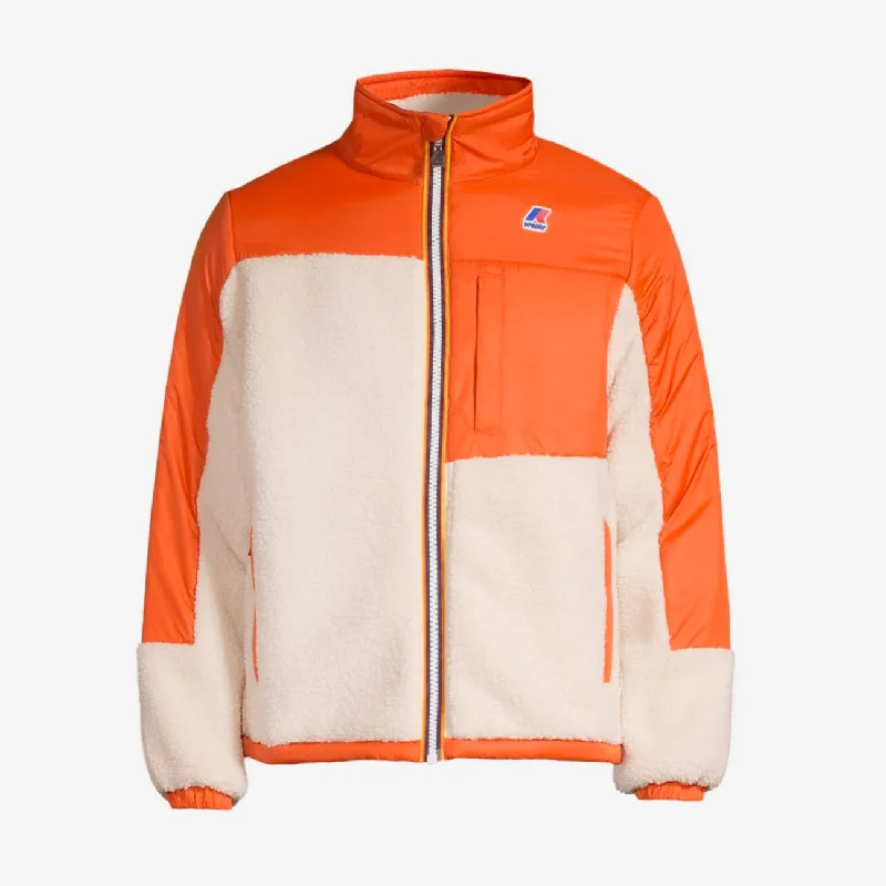 Women's faux fur - trimmed denim jackets for a trendy and cozy styleNersev Orsetto - Unisex Fleece Top in Ecru - Orange Rust Women's faux fur - trimmed denim jackets for a trendy and cozy styleNersev Orsetto - Unisex Fleece Top in Ecru - Orange Rust