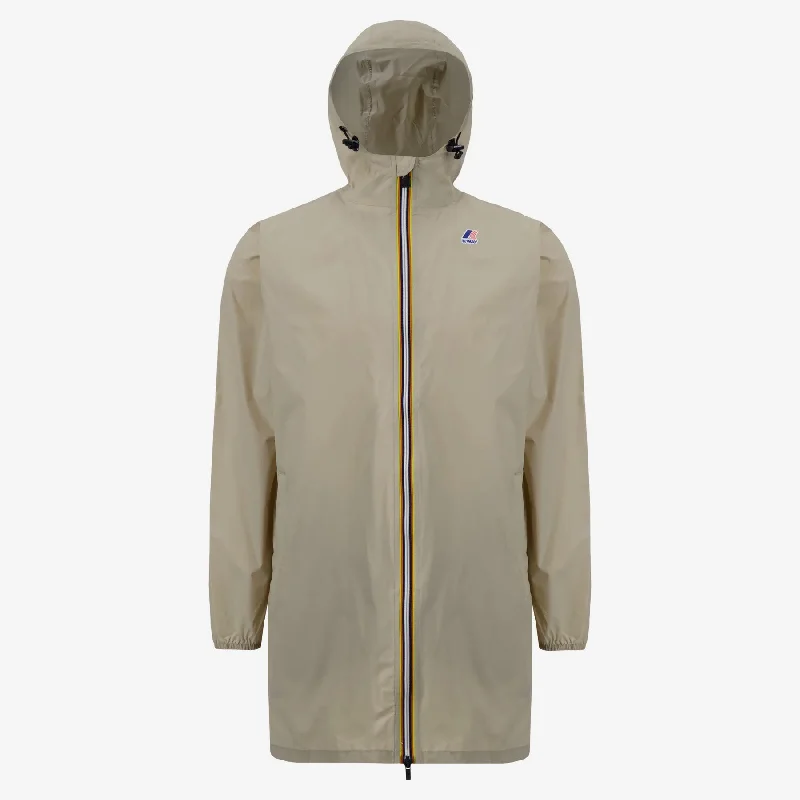 Women's quilted puffer jackets in a cropped silhouette for a modern twistEiffel - Unisex Waterproof Packable Long Rain Jacket in Beige Grey Women's quilted puffer jackets in a cropped silhouette for a modern twistEiffel - Unisex Waterproof Packable Long Rain Jacket in Beige Grey