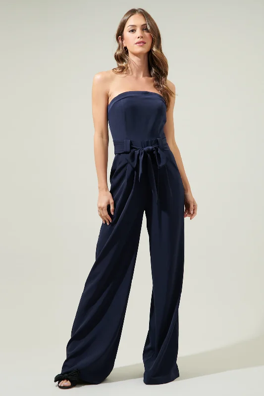 Women jumpsuits with tiered pants for added volume and styleLappel Tube Top Wide Leg Jumpsuit Women jumpsuits with tiered pants for added volume and styleLappel Tube Top Wide Leg Jumpsuit