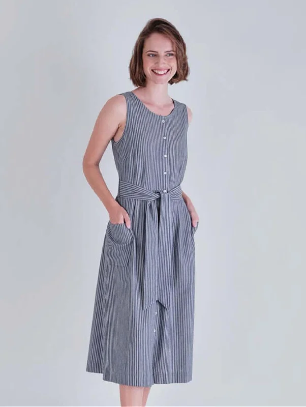 Women jumpsuits with off - the - shoulder tops for a flirty and stylish lookMargot Cotton & Linen Striped Sleeveless Dress | Stripe Women jumpsuits with off - the - shoulder tops for a flirty and stylish lookMargot Cotton & Linen Striped Sleeveless Dress | Stripe