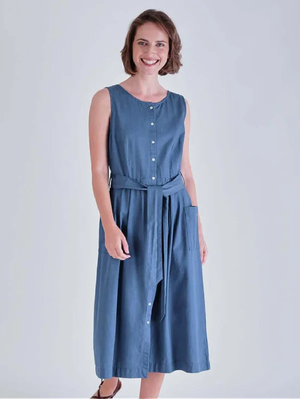 Women jumpsuits with one - shoulder tops for a stylish and asymmetric lookMargot Cotton Sleeveless Dress | Denim Women jumpsuits with one - shoulder tops for a stylish and asymmetric lookMargot Cotton Sleeveless Dress | Denim