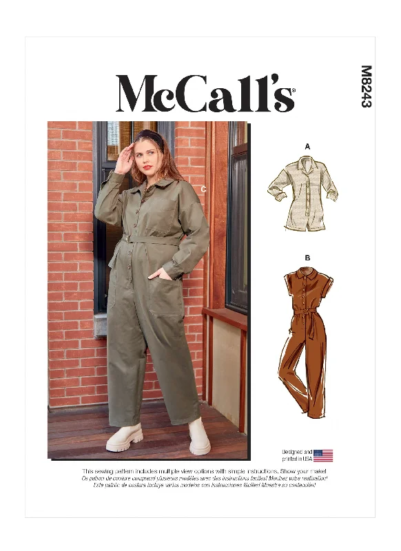 Women jumpsuits with a ruched bodice for a more feminine and form - fitting appearanceMcCalls Romper and Jumpsuit M8243 Women jumpsuits with a ruched bodice for a more feminine and form - fitting appearanceMcCalls Romper and Jumpsuit M8243