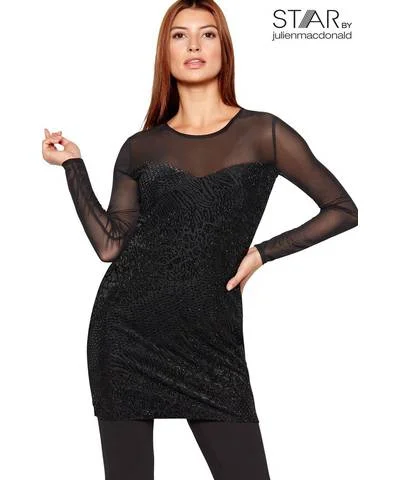 Mesh Tunic Sweatshirt Dress