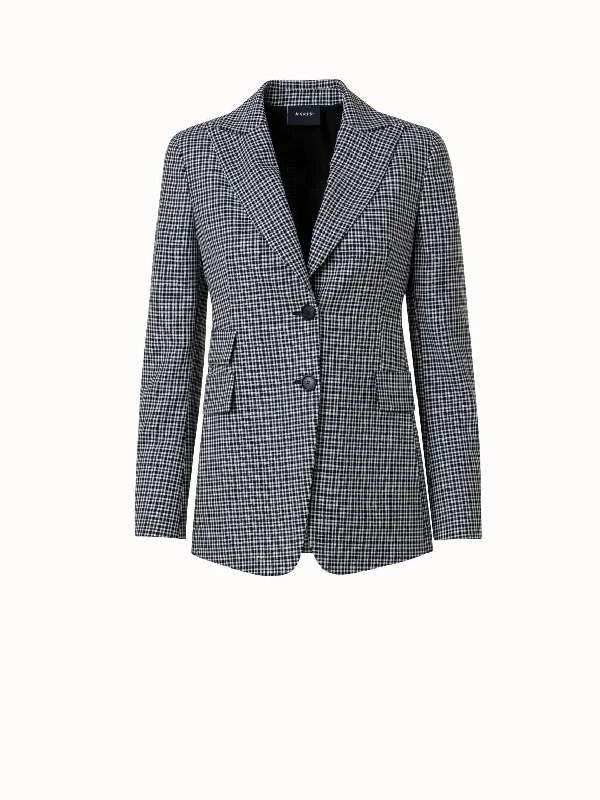 Women's long - length wool blend jackets for a warm and stylish winter lookMicrocheck Wool Long Jacket Women's long - length wool blend jackets for a warm and stylish winter lookMicrocheck Wool Long Jacket