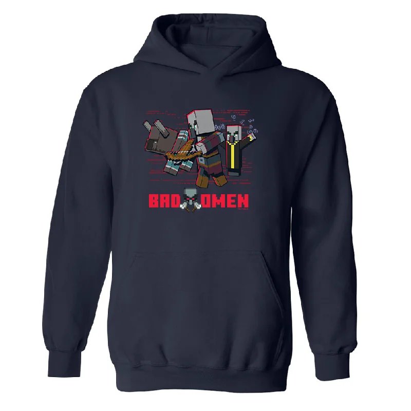 Ruffled Women's Pullovers in Soft Pastels for a Feminine TouchMinecraft Jolly Mobs Bad Omen Pullover Hoodie Ruffled Women's Pullovers in Soft Pastels for a Feminine TouchMinecraft Jolly Mobs Bad Omen Pullover Hoodie