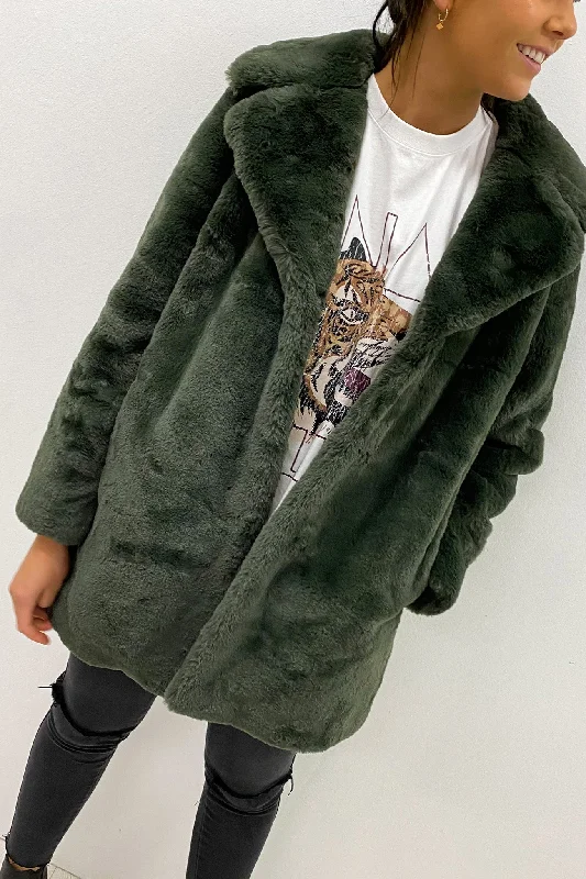 Women's military - style jackets with epaulets for a tough and fashionable appearanceMinimalist Faux Fur Jacket Forest Women's military - style jackets with epaulets for a tough and fashionable appearanceMinimalist Faux Fur Jacket Forest