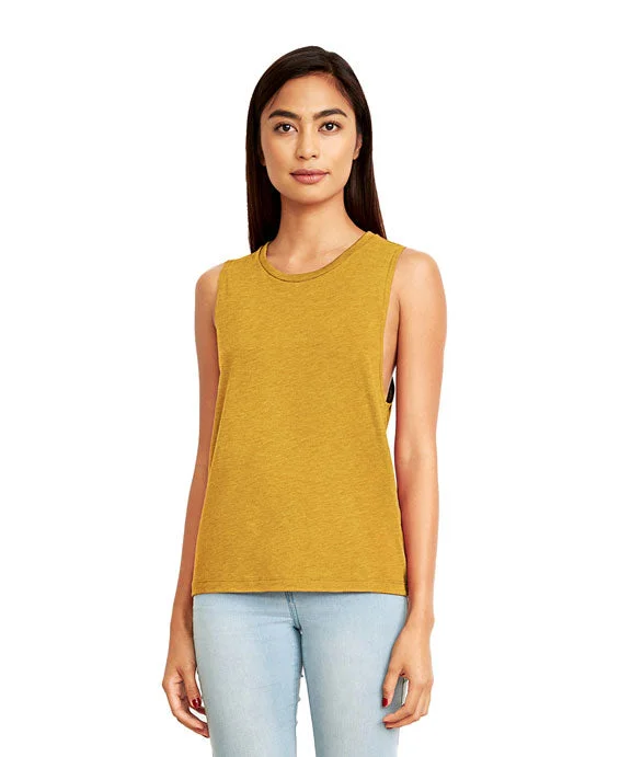 Women's sweatshirt with a mesh panel insert for breathability during workoutsN5013 - Next Level Ladies Festival Muscle Tank Top | Antique Gold Women's sweatshirt with a mesh panel insert for breathability during workoutsN5013 - Next Level Ladies Festival Muscle Tank Top | Antique Gold