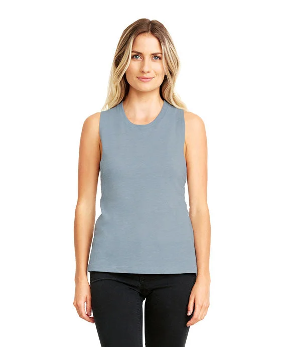 Women's sweatshirt with a mesh panel insert for breathability during workoutsN5013 - Next Level Ladies Festival Muscle Tank Top | Stonewash Denim Women's sweatshirt with a mesh panel insert for breathability during workoutsN5013 - Next Level Ladies Festival Muscle Tank Top | Stonewash Denim