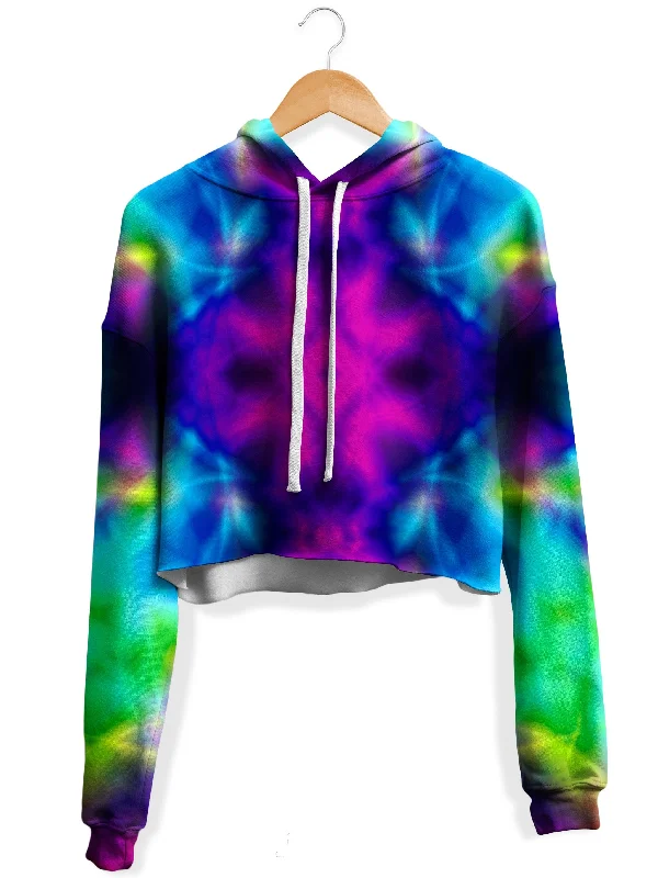Women's color - block hoodie combining bold hues for a fashion - forward statementNous Dissenys Tie-Dye Fleece Crop Hoodie Women's color - block hoodie combining bold hues for a fashion - forward statementNous Dissenys Tie-Dye Fleece Crop Hoodie