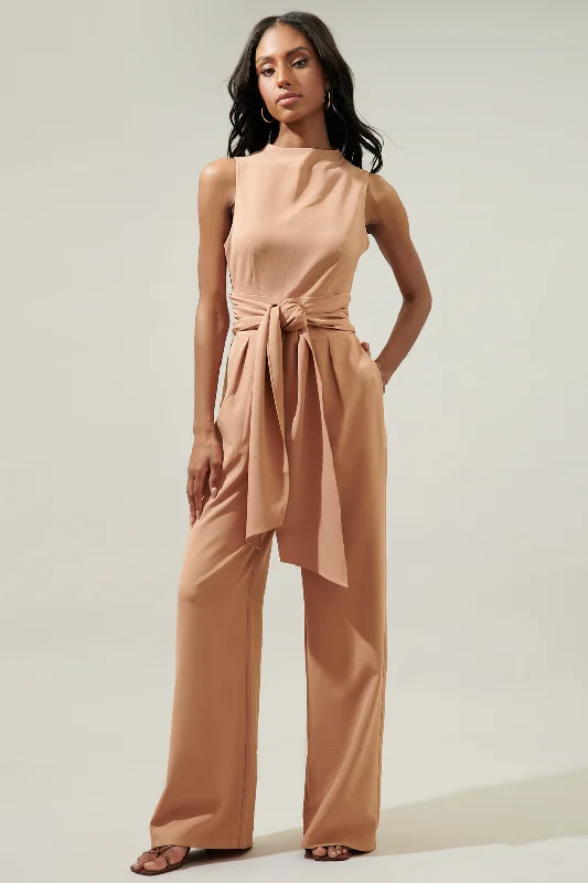 Women jumpsuits with pocket details for added functionality and convenienceOver It Mock Neck Knotted Jumpsuit Women jumpsuits with pocket details for added functionality and convenienceOver It Mock Neck Knotted Jumpsuit