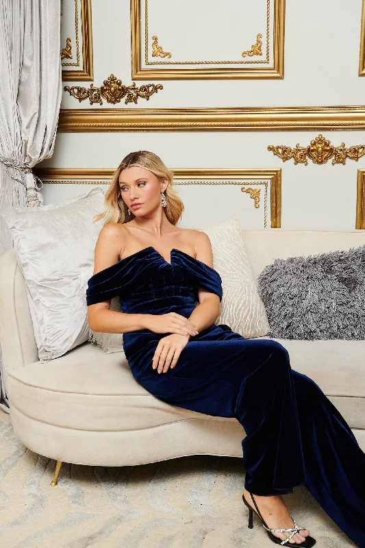 Women jumpsuits with polka - dot patterns for a classic and playful stylePower of Love Velvet Off the Shoulder Jumpsuit Women jumpsuits with polka - dot patterns for a classic and playful stylePower of Love Velvet Off the Shoulder Jumpsuit
