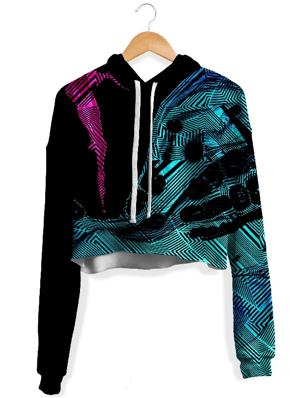 Women's oversized cropped hoodie with drawstrings for a trendy lookPrimordial Flow Pink Fleece Crop Hoodie Women's oversized cropped hoodie with drawstrings for a trendy lookPrimordial Flow Pink Fleece Crop Hoodie
