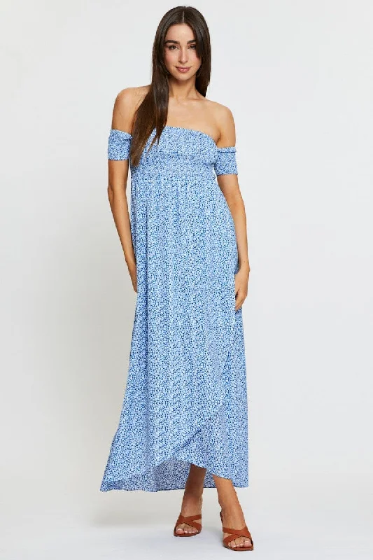 Print Maxi Dress Off Shoulder