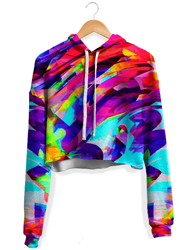 Women's tie - front hoodie in a lightweight fabric for summer layeringRainbow Graffiti Explosion Fleece Crop Hoodie Women's tie - front hoodie in a lightweight fabric for summer layeringRainbow Graffiti Explosion Fleece Crop Hoodie