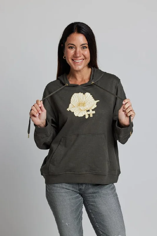 Women's sweatshirt with a mesh panel insert for breathability during workoutsStella + Gemma | Hoodie | Art Deco Peony Women's sweatshirt with a mesh panel insert for breathability during workoutsStella + Gemma | Hoodie | Art Deco Peony