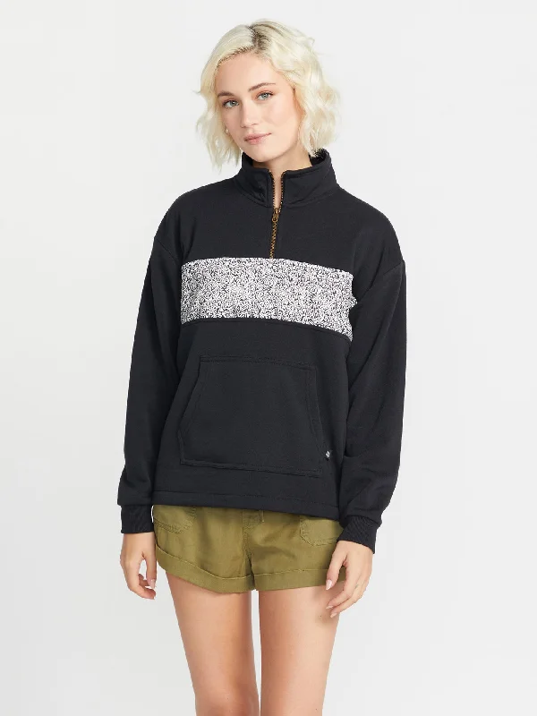 Women's waterproof rain jackets in bright yellow for high - visibility outdoor activitiesStone Stacked Mock Neck Pullover Sweatshirt - Black Out Women's waterproof rain jackets in bright yellow for high - visibility outdoor activitiesStone Stacked Mock Neck Pullover Sweatshirt - Black Out