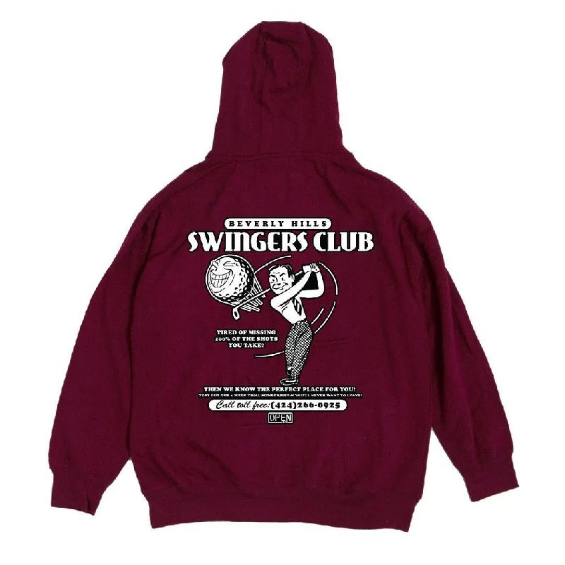 Women's oversized cropped hoodie with drawstrings for a trendy lookSwingers Hoodie Burgandy Women's oversized cropped hoodie with drawstrings for a trendy lookSwingers Hoodie Burgandy