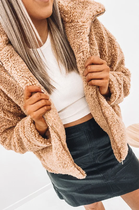 Women's bomber jackets with a holographic finish for a futuristic and eye - catching lookThe Timeline Jacket Camel Women's bomber jackets with a holographic finish for a futuristic and eye - catching lookThe Timeline Jacket Camel