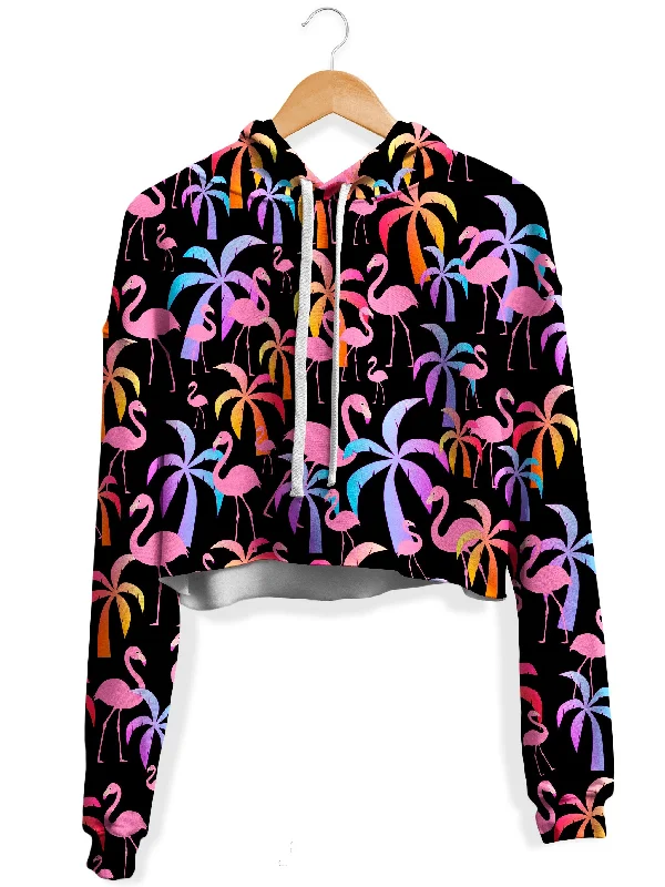 Women's quarter - zip sweatshirt made of organic cotton for eco - conscious fashionTropical Palm Trees Fleece Crop Hoodie Women's quarter - zip sweatshirt made of organic cotton for eco - conscious fashionTropical Palm Trees Fleece Crop Hoodie