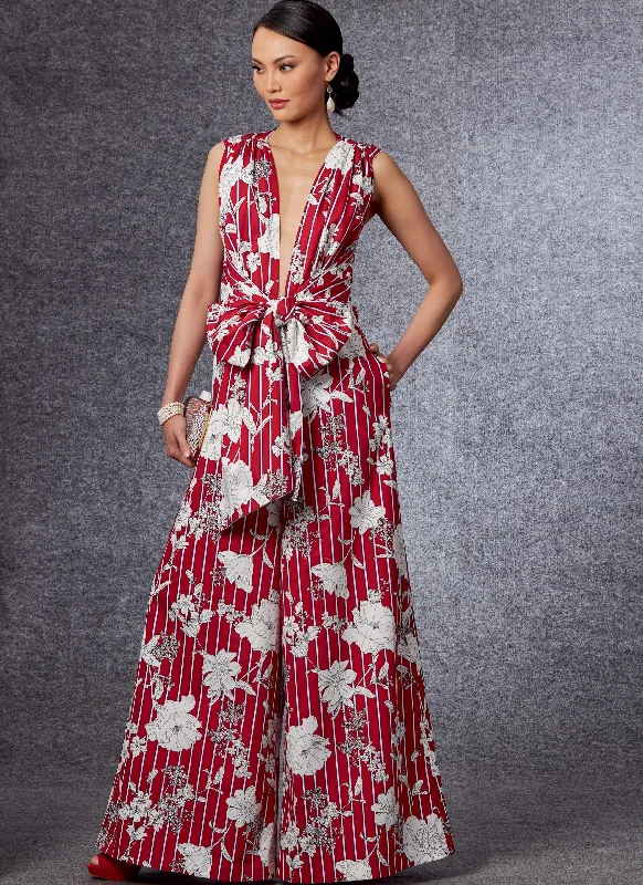 Women jumpsuits with pleated pants for a classic and sophisticated lookVogue Jumpsuit and Playsuit V1708