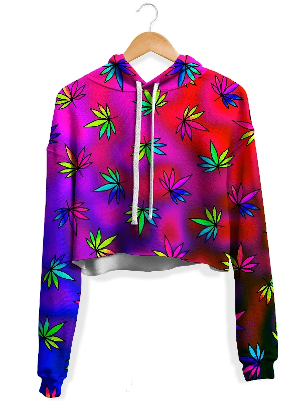 Women's zip - front sweatshirt with contrast stitching for a sporty aestheticWeed Toss Fleece Crop Hoodie Women's zip - front sweatshirt with contrast stitching for a sporty aestheticWeed Toss Fleece Crop Hoodie