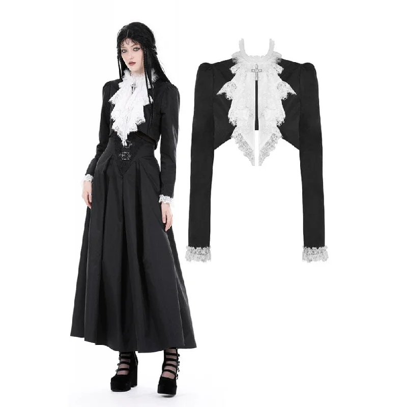 Women's military - style jackets with epaulets for a tough and fashionable appearanceWomen's Gothic Stand Collar Ruffled Neck Jacket