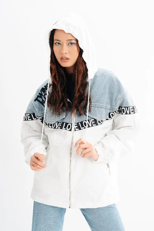 Women's long - length wool blend jackets for a warm and stylish winter lookTwo Tone Denim Jacket Women's long - length wool blend jackets for a warm and stylish winter lookTwo Tone Denim Jacket